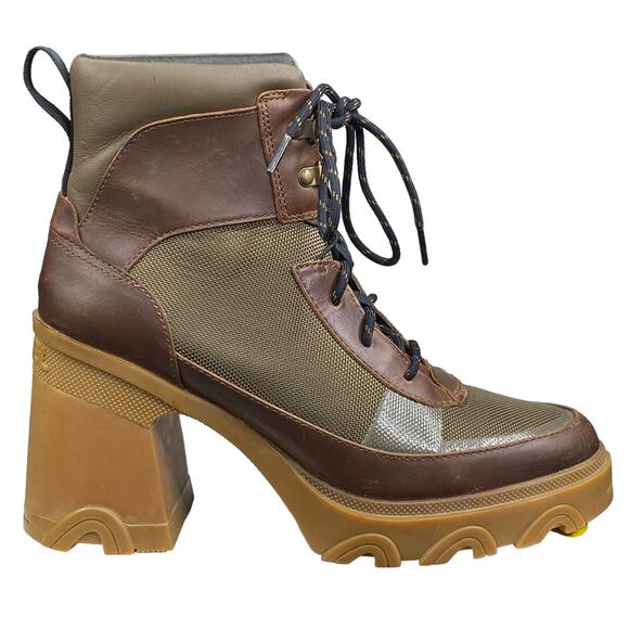 Sorel Women's Brex Waterproof Brown Leather Chunky Heel Boot Size US 9.5 - Picture 1 of 11